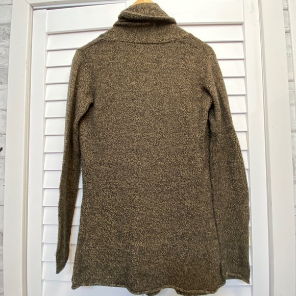 HARLOW brown and black drape front long sleeve cardigan - Picture 4 of 6
